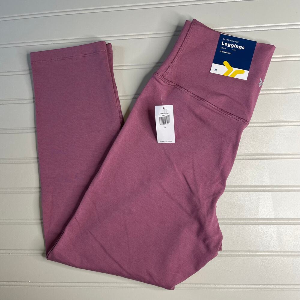NWT OLD NAVY Pink Extra High Rise Crop Powerchill Workout Athletic Leggings Sz S